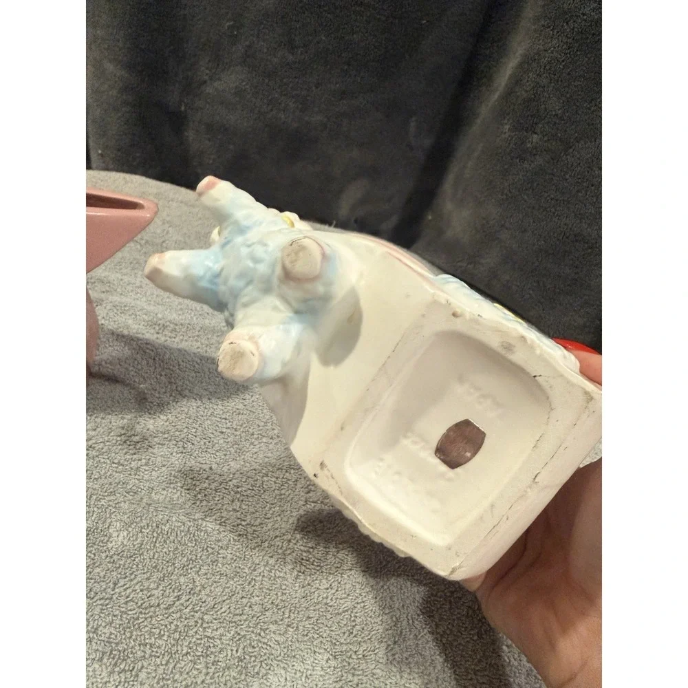 Vintage 1950s Abingdon Pottery Pink Star Vase / Planter & Lamb Baby Buggy Inarco
